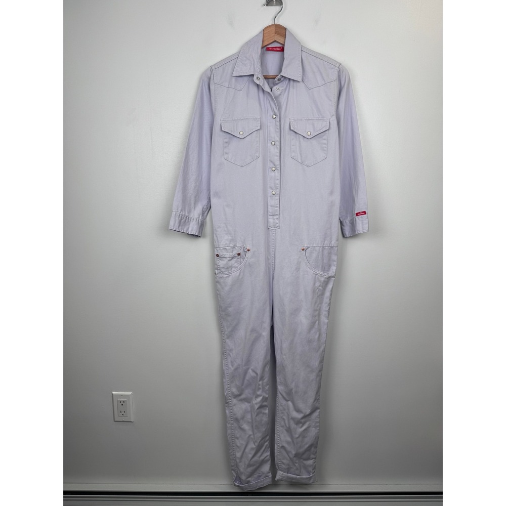 Denimist Cowboy Jumpsuit Women XS Lavender Lilac Western Utility Long‎ Sleeve